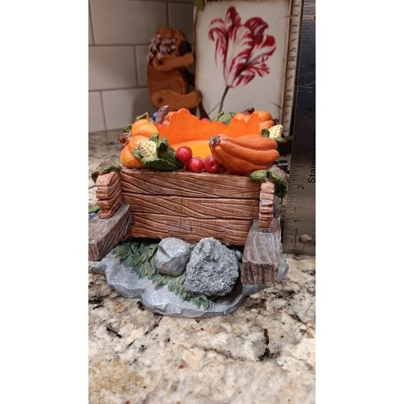 Fall Candle Holder Pumpkins Grapes Squash Home Decor In Wheelbarrow Cart - Picture 10 of 16